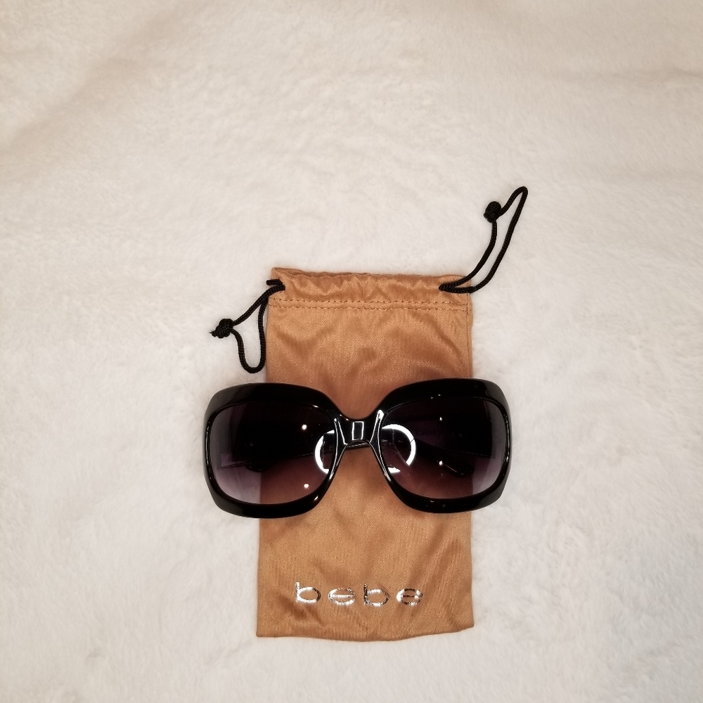 Classic BEBE brand black sunglasses with rhineston